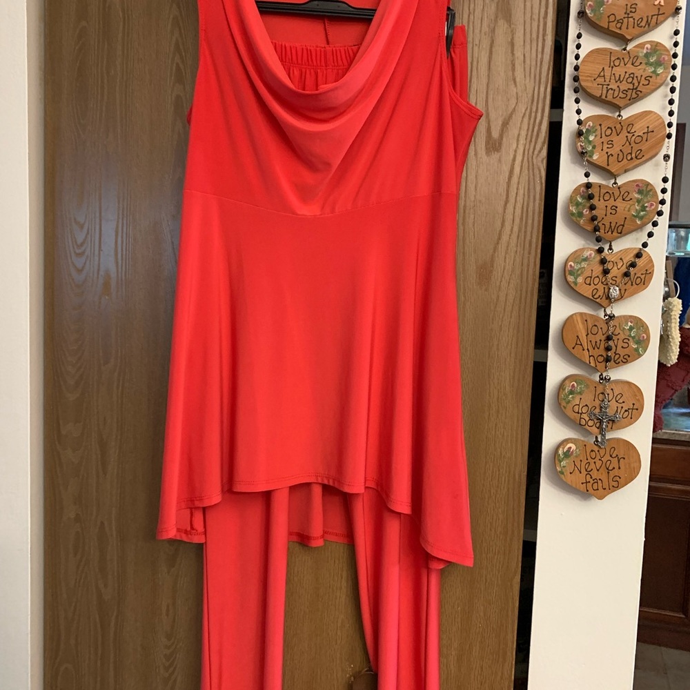 Two piece pant set pretty coral color.